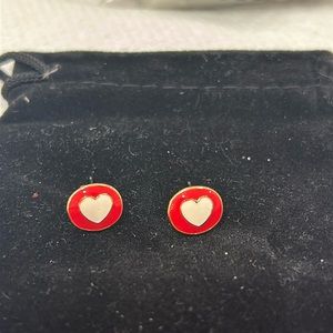 Children’s Enamel Heart Stud Earrings 14k Gold Vermeil-Boutique
